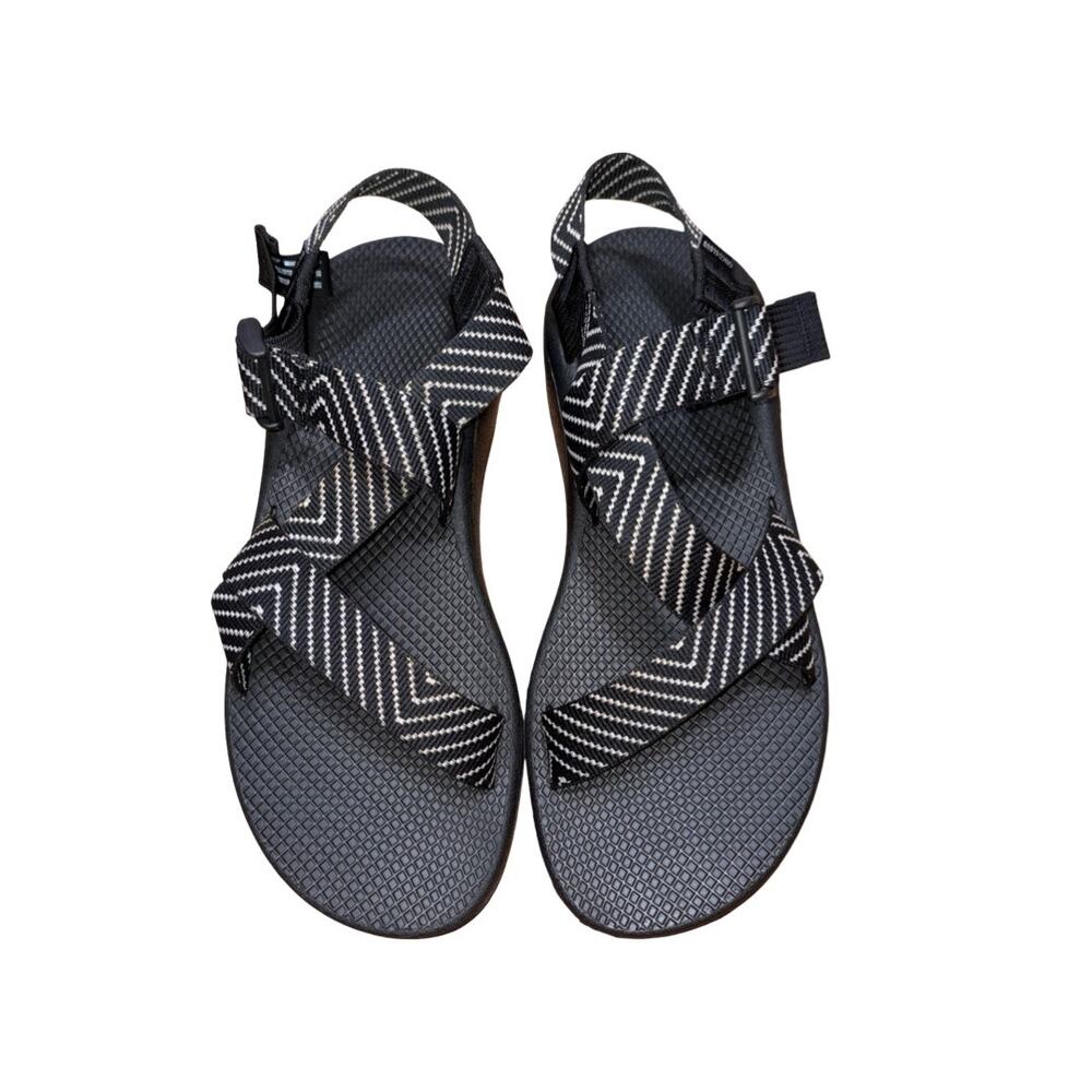 Chaco Mega Z/Cloud Wide-Strap Cushioned Sandals in Vibin Black/White   Size: 12